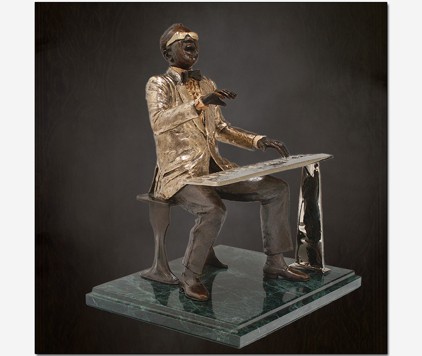Ray Charles in bronze Ed Dwight sculptor 