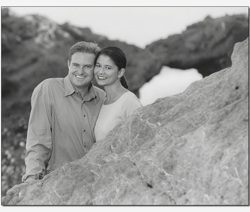 on-location engagement session with a pose befitting the scenery